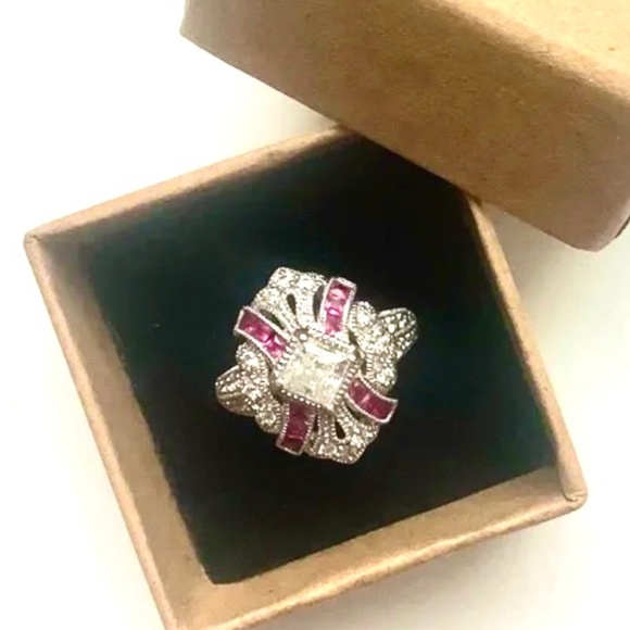 🌸Beautiful Sterling Silver Filigree Pink Cz Ring - Picture 8 of 12
